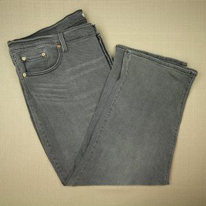 Levi's Ribcage Straight Ankle Jeans Women's Size 24W Button Fly Gray Denim